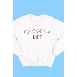 Alphia Chick Diet Graphic Long Sleeve Sweatshirt White Size Small NWT